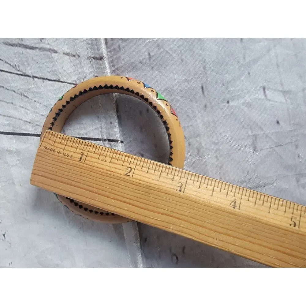 wooden bangle vibrant Color hand-painted geometric diamond